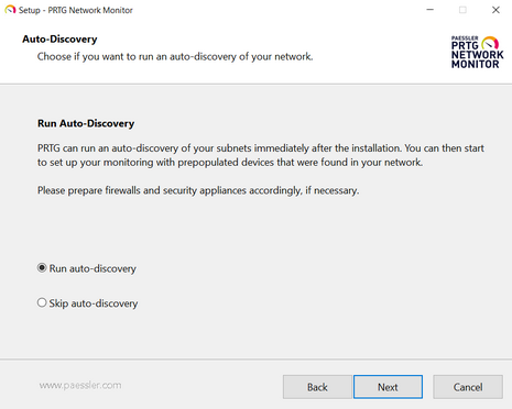Setup Dialog: Run or Skip Auto-Discovery Setup Dialog: Run or Skip Auto-Discovery