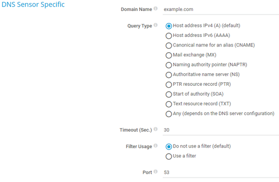 DNS Sensor Specific DNS Sensor Specific